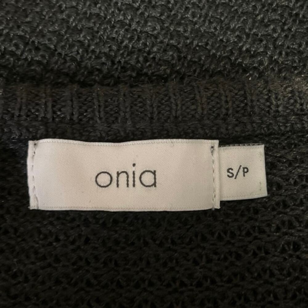 Onia Black 100% Linen Knit Crochet Low Rise Semi Sheer Pull On Midi Skirt S - Picture 9 of 11